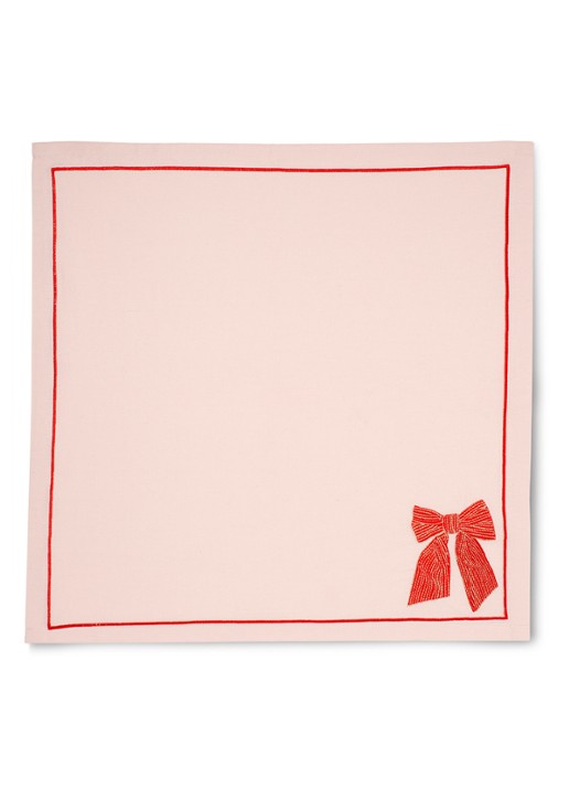 Vondels Bow servetten in linnenblend 45 x 45 cm set van 2 - detail 2 lichtroze