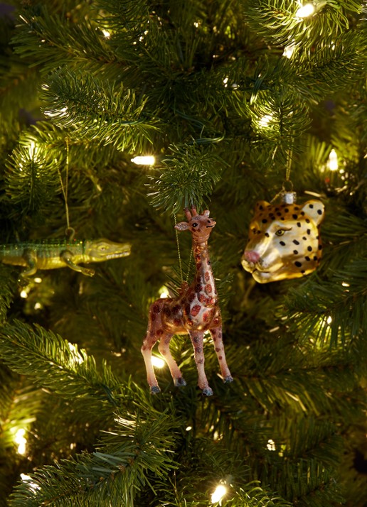 Vondels Brown Giraffe kersthanger 13 cm  - voorkant bruin