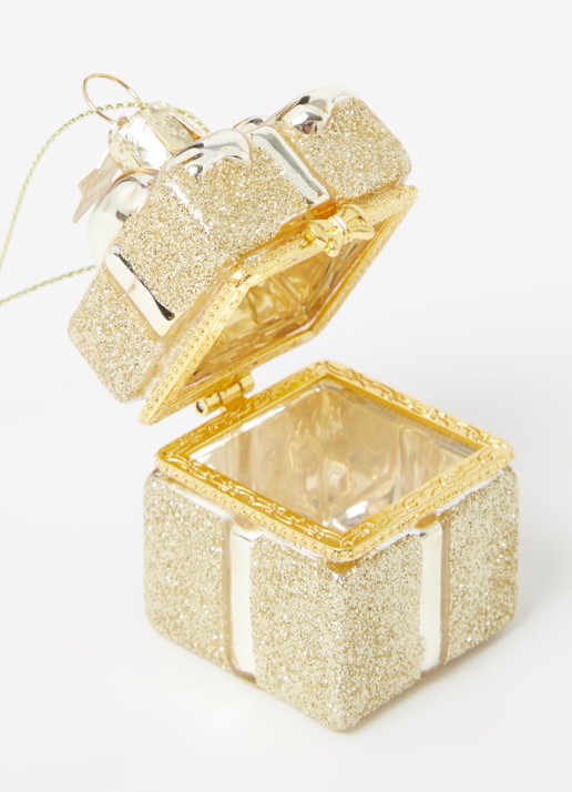 Vondels Cadeau box kersthanger met opening 5,5 cm - detail 3 goud