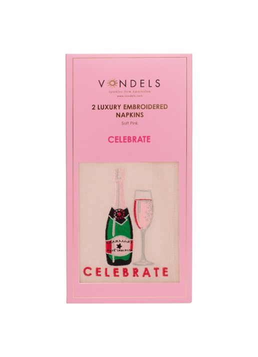 Vondels Celebrate servetten in linnenblend 45 x 45 cm - detail lichtroze