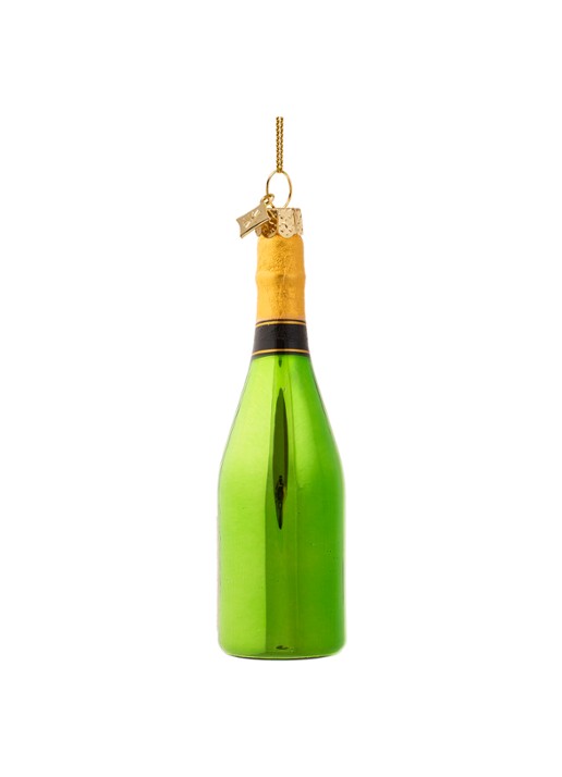 Vondels Champagne Fles kersthanger 13,5 cm - detail 4 groen