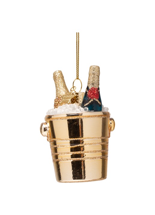 Vondels Champagne in koeler kersthanger 8,5 cm