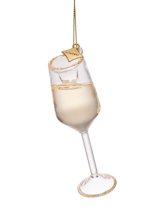 Vondels Champagneglas kersthanger 11,5 cm - achterkant goud