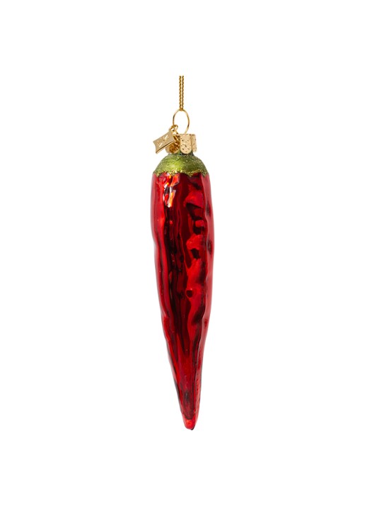 Vondels Chilipeper kersthanger 12,5 cm - voorkant 2 rood