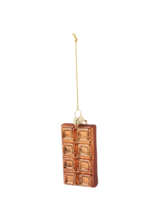 Vondels Chocolate Bar kersthanger 8 cm - voorkant 2 bruin