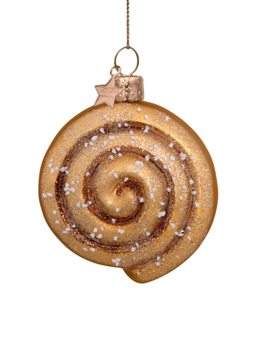 Vondels Cinnamonroll kersthanger 8 cm - voorkant bruin