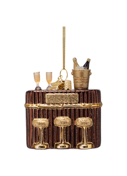 Vondels Cocktailbar kersthanger 8 cm - voorkant 2 bruin