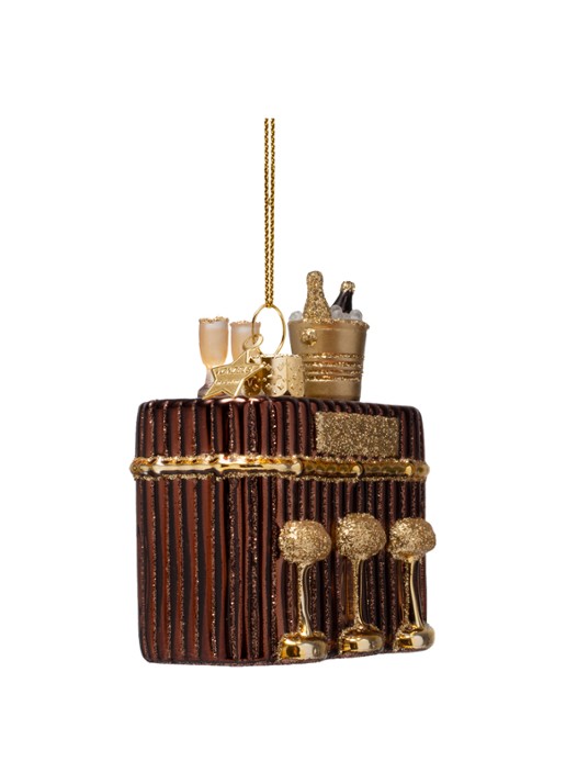 Vondels Cocktailbar kersthanger 8 cm - voorkant 3 bruin