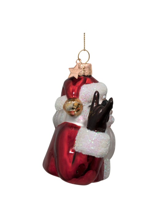 Vondels Coole Kerstman kersthanger 8 cm - detail 2 rood