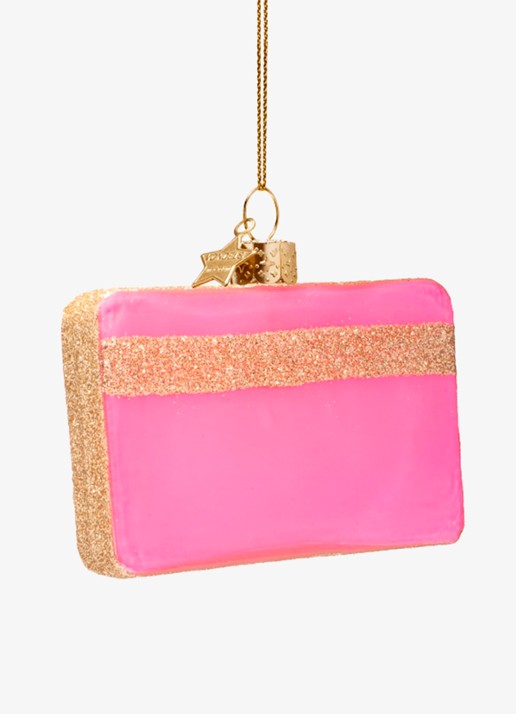 Vondels Creditcard kersthanger 7 cm - achterkant 2 roze