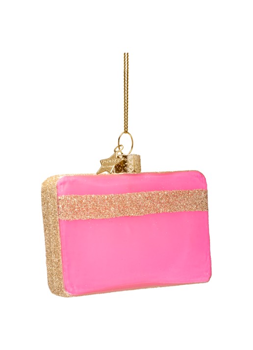 Vondels Creditcard kersthanger 7 cm - achterkant roze