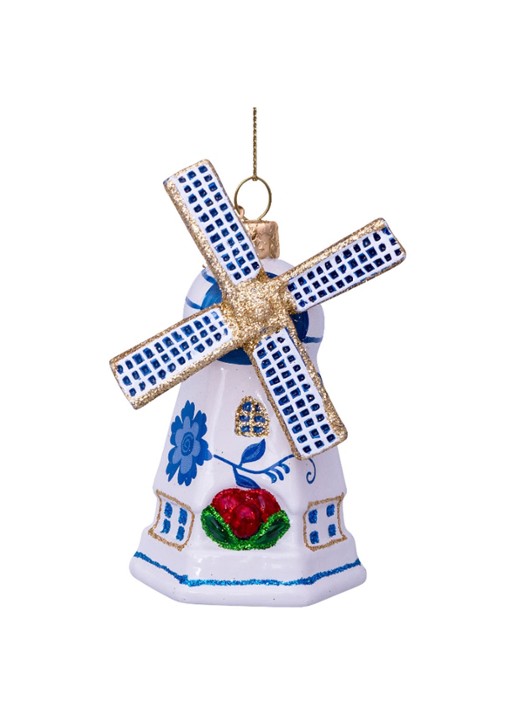 Vondels Delfts Blauw Windmolen kersthanger 9 cm