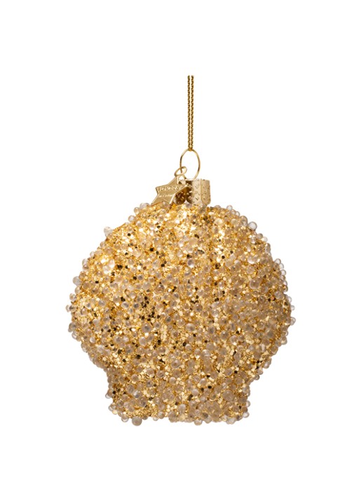 Vondels Diamanten schelp kersthanger 8 cm - achterkant 3 goud