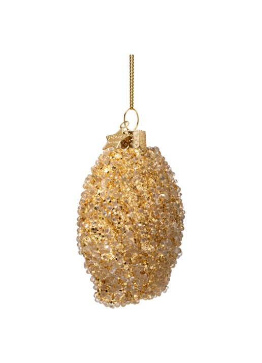 Vondels Diamanten schelp kersthanger 8 cm - voorkant 2 goud