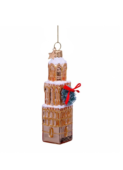 Vondels Domtoren Utrecht kersthanger 11 cm - detail 3 goud