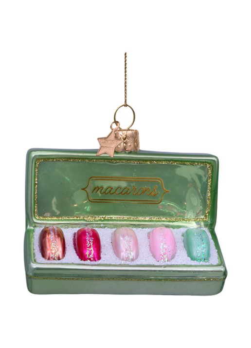 Vondels Doos met macarons kersthanger 5 cm