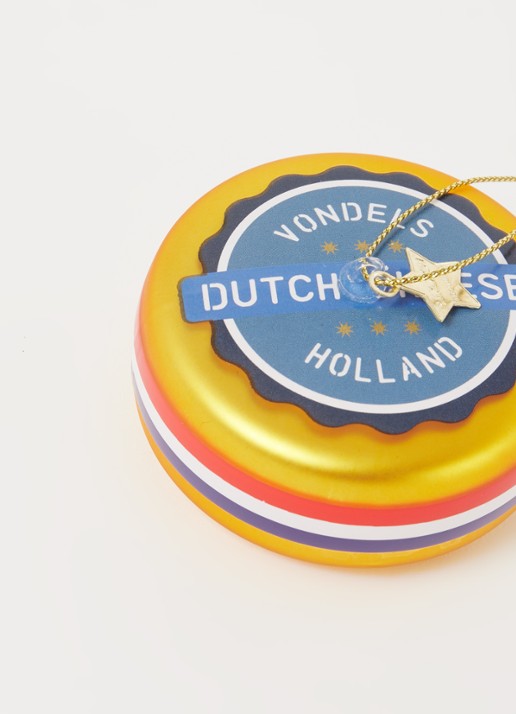 Vondels Dutch Cheese kerst ornament 5 cm - detail 3 goud