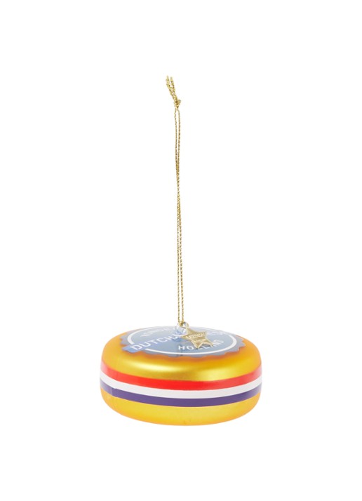 Vondels Dutch Cheese kerst ornament 5 cm - voorkant goud