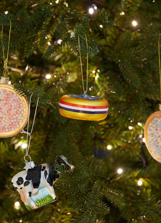 Vondels Dutch Cheese kerst ornament 5 cm - voorkant 2 goud
