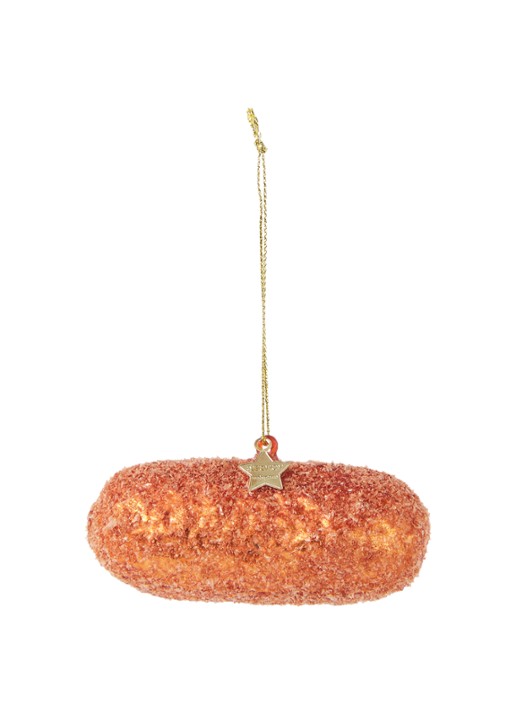 Vondels Dutch Kroket kersthanger 10 cm - voorkant oranjerood