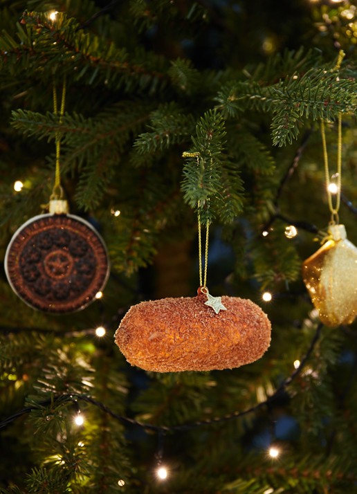 Vondels Dutch Kroket kersthanger 10 cm - voorkant 2 oranjerood