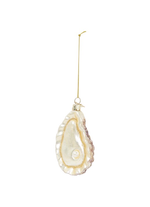 Vondels Ecru Oyster kersthanger 10 cm - voorkant gebroken wit