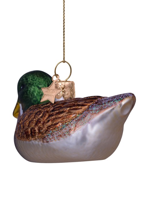 Vondels Eend kersthanger 5 cm - detail 3 bruin