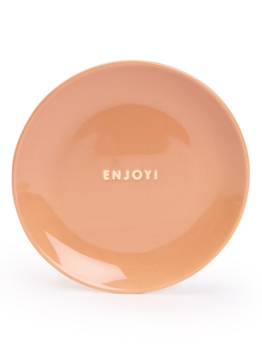 Vondels Enjoy! ontbijtbord 16 cm - voorkant roestbruin
