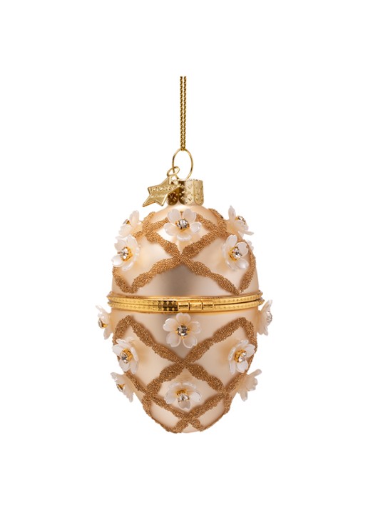 Vondels Fabergé-ei met Bloemen kersthanger 9,5 cm - achterkant goud