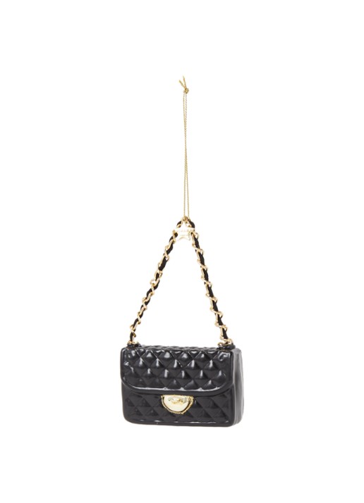 Vondels Fashion Bag kersthanger 7 cm - voorkant zwart