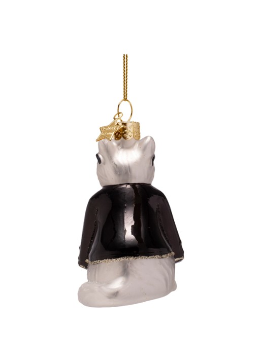 Vondels Fashion Kat kerstanger 8 cm - achterkant 2 zwart