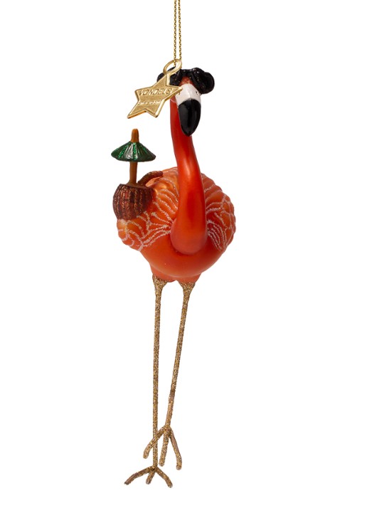 Vondels Flamingo kersthanger 16 cm - achterkant 5 orange