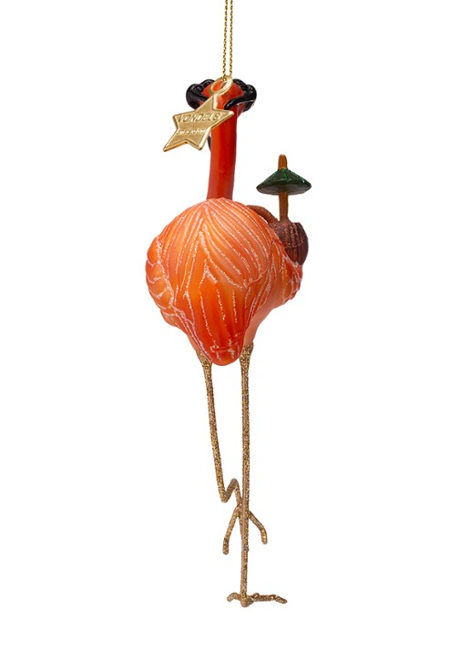 Vondels Flamingo kersthanger 16 cm - detail 2 orange