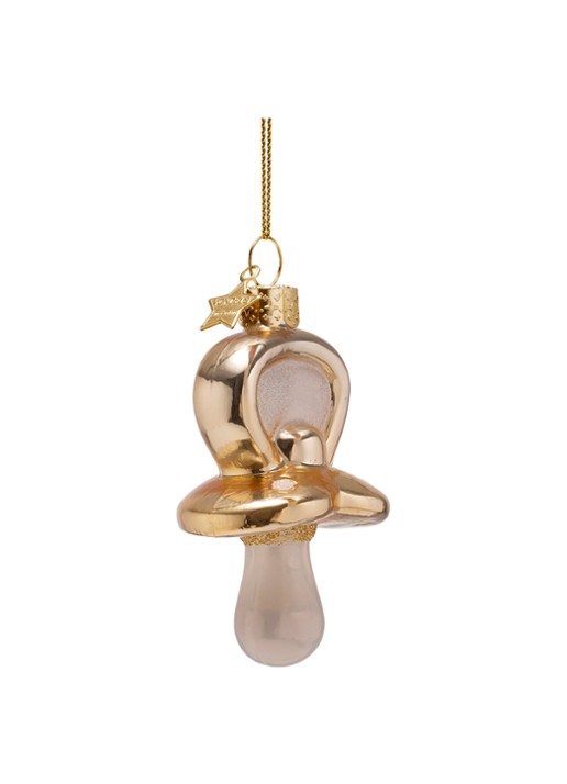 Vondels Fopspeen kersthanger 8 cm - detail 2 goud