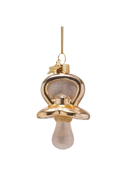 Vondels Fopspeen kersthanger 8 cm - voorkant 3 goud