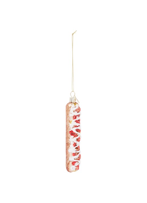 Vondels Frikandel Speciaal kersthanger 3,5 cm - voorkant bruin