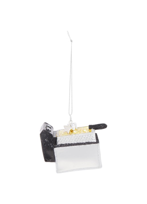 Vondels Frying Pan kersthanger 7 cm - voorkant 2 zilver