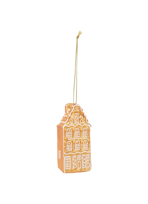 Vondels Ginger Bread Canal House kersthanger 8,5 cm - voorkant 2 orange