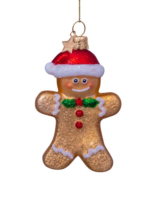 Vondels Gingerbread Cookie kersthanger 8,5 cm - detail 2 goud