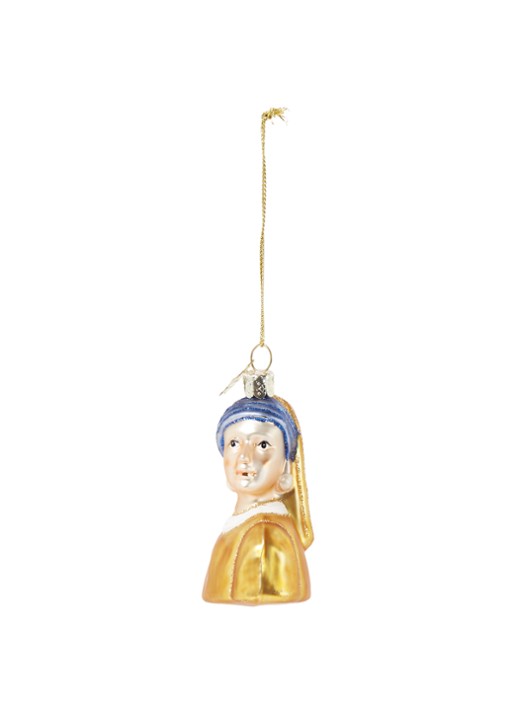 Vondels Girl With A Pearl Earring Vermeer kersthanger 8 cm - voorkant 2 multicolor