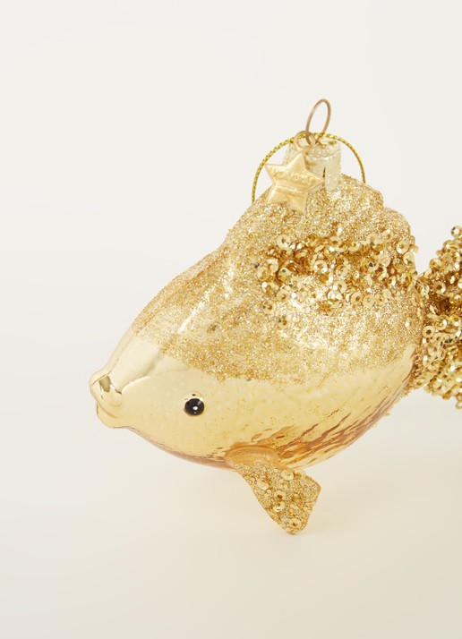 Vondels Gold Fish kersthanger 10 cm - detail 3 goud