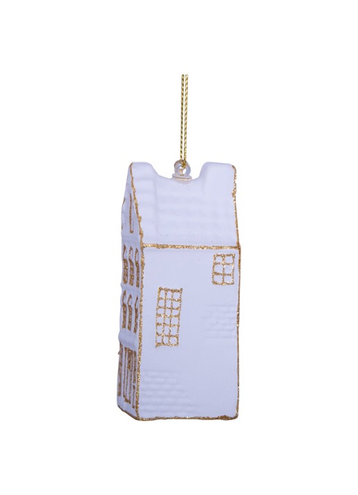 Vondels Grachtenpand kersthanger 8,5 cm - voorkant 2 wit