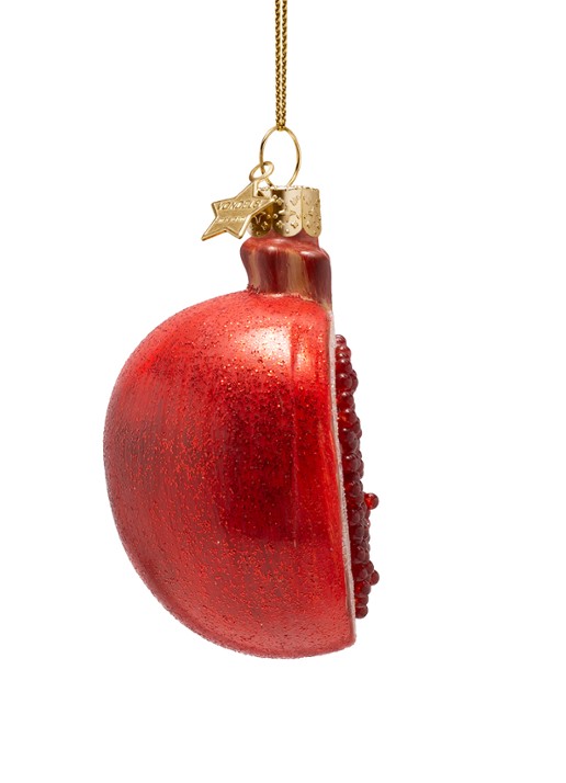 Vondels Granaatappel kersthanger 8 cm - achterkant 4 rood