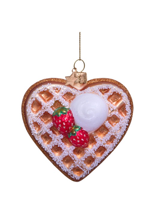 Vondels Hart wafel met ijs kersthanger 8,5 cm