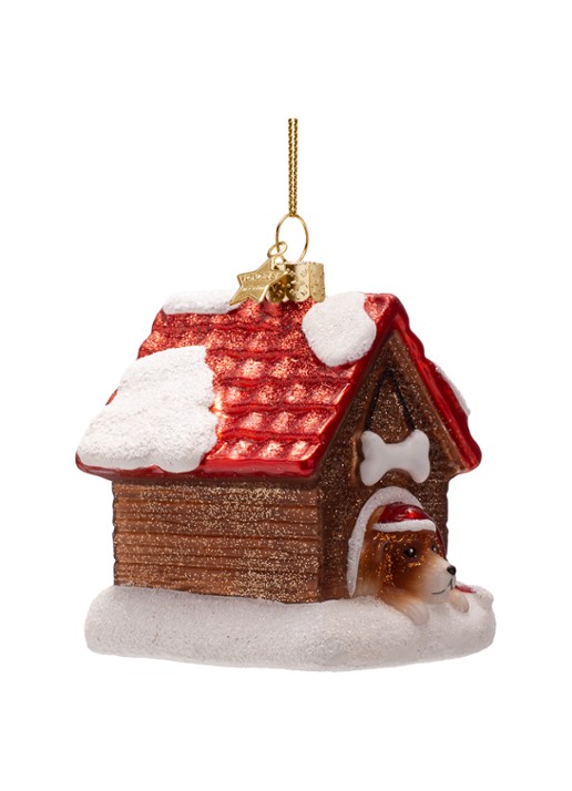 Vondels Hondenhuis kersthanger 8,5 cm - voorkant 2 bruin