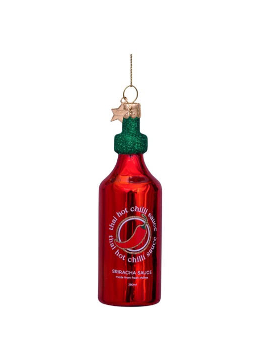 Vondels Hot Chilli Saus kersthanger 11 cm - voorkant 3 multicolor