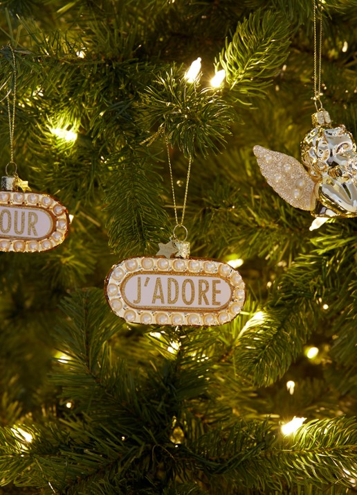 Vondels J'ADORE kersthanger 8,5 cm - voorkant 2 goud