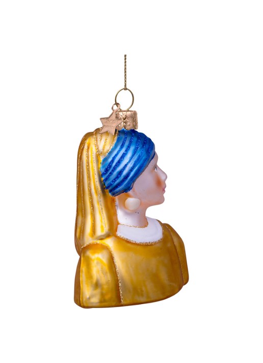 Vondels Johannes Vermeer Meisje met de Parel kersthanger 8 cm - detail 3 multicolor
