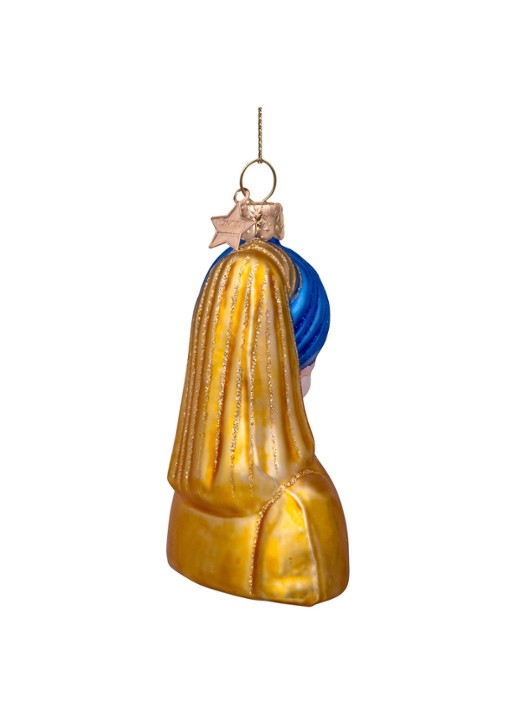 Vondels Johannes Vermeer Meisje met de Parel kersthanger 8 cm - detail 4 multicolor