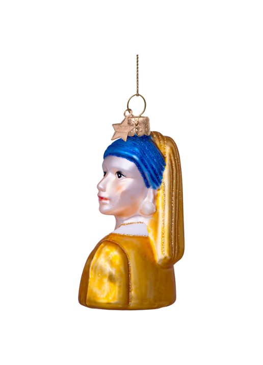 Vondels Johannes Vermeer Meisje met de Parel kersthanger 8 cm - detail 5 multicolor
